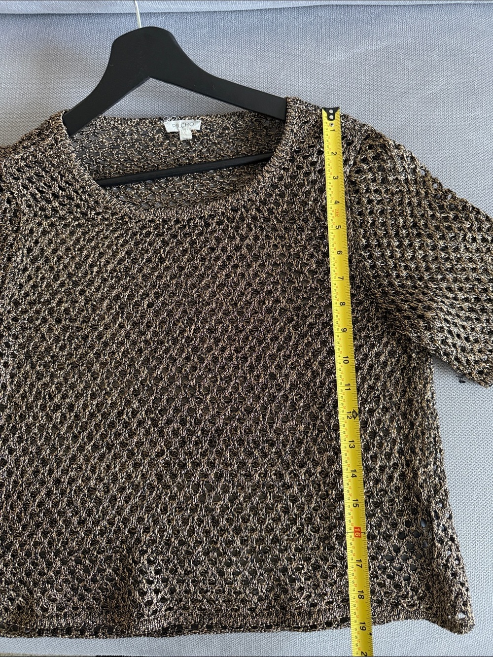 Pilcro Open-Knit Metallic Cropped Top Size L - Picture 7 of 11